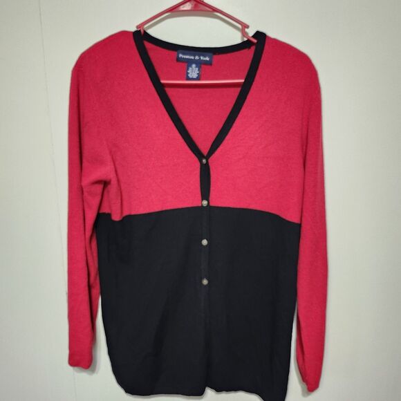 Preston & York Sweaters - Preston & York Red Black Colorblock Y2k Ivy League Cardigan Sweater V-Neck Small